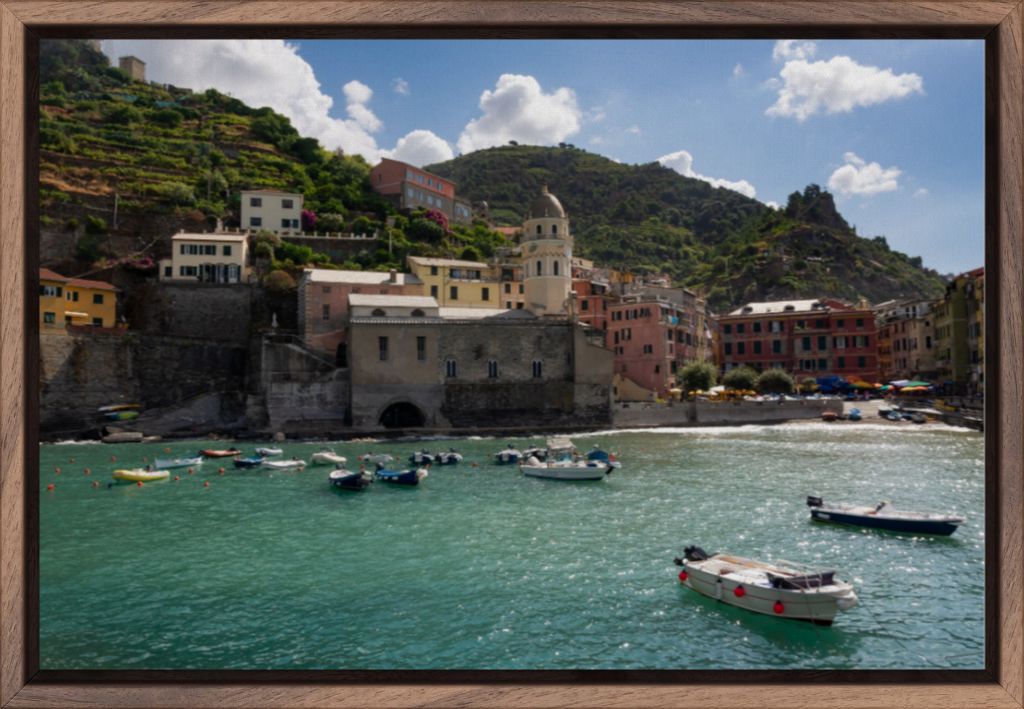 Vernazza, Cinque Terre, Italy - Framed Canvas Wall Art by Leah Ramuglia