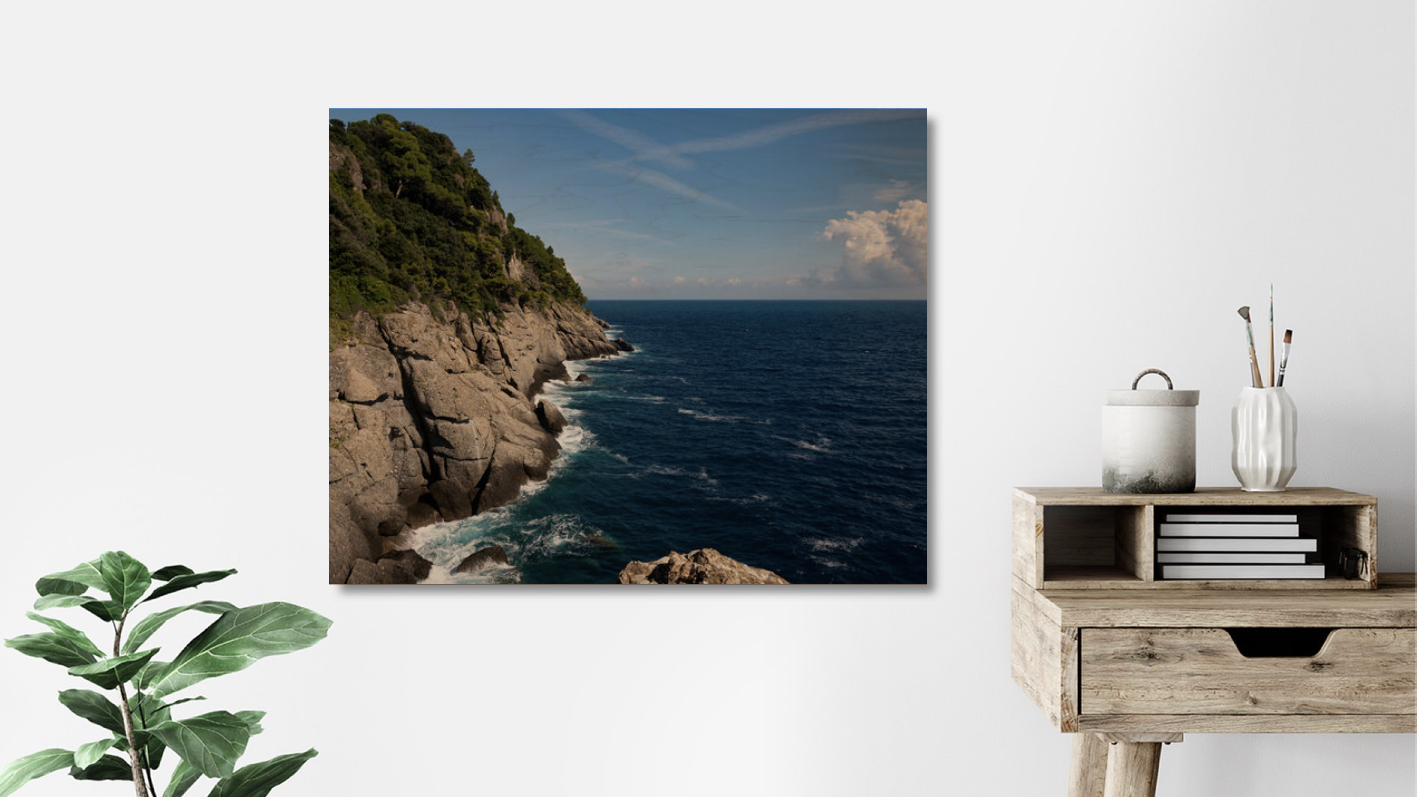 Leah Ramuglia's Photograph of the Italian Coastline printed on Wood hanging Wall Art