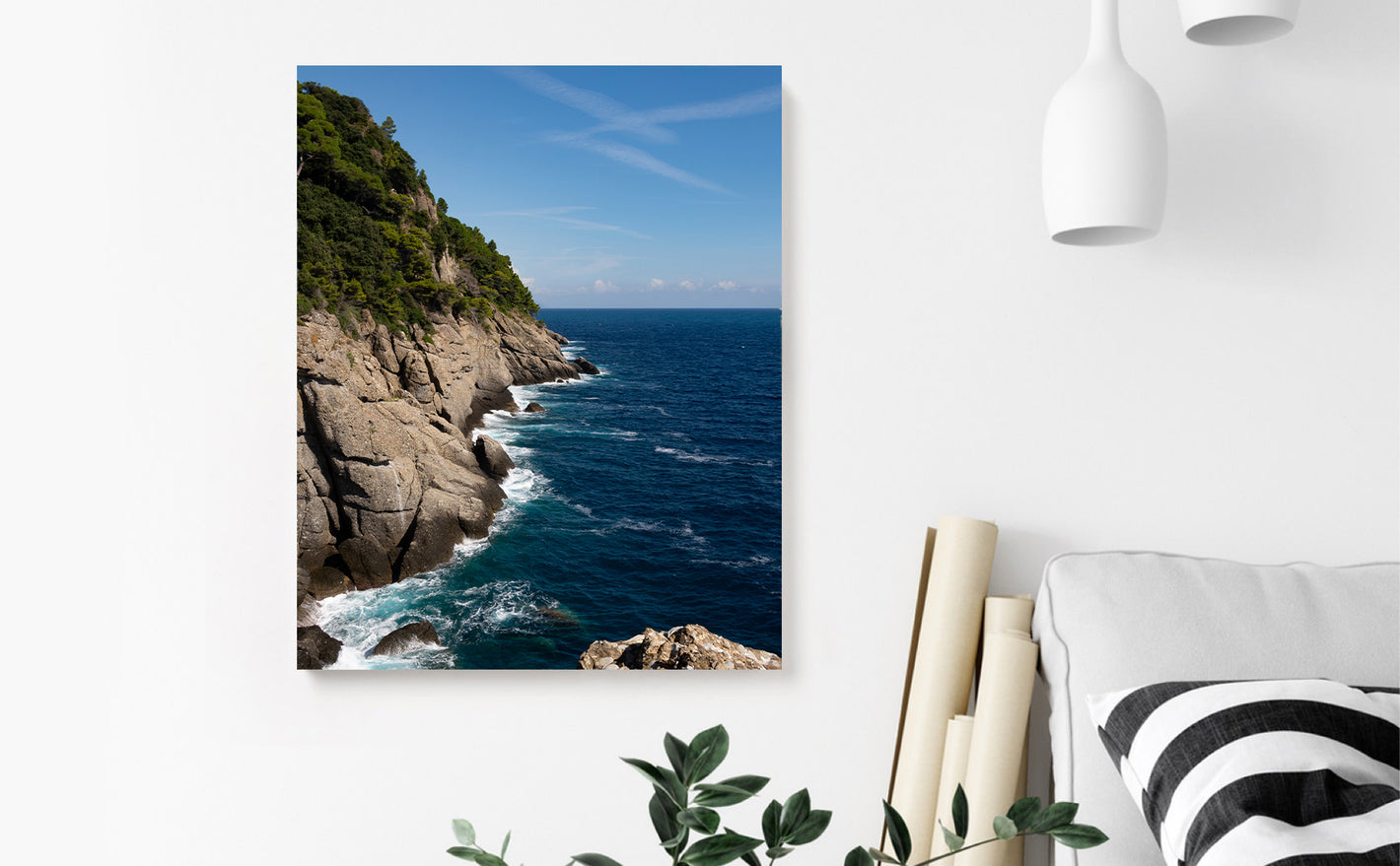 Photograph of the Italian Riviera Coast by Leah Ramuglia Canvas Wall Art